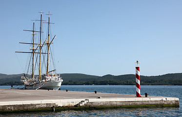 Image showing Sailing vessel at the dock