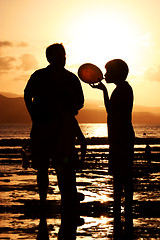 Image showing Family at Sunset