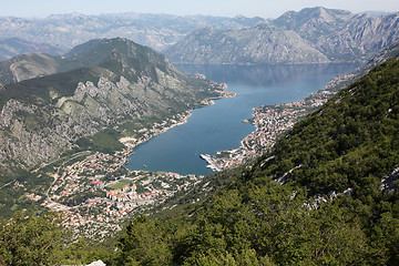 Image showing Bay of Kotor  and Historic town of Kotor, Montenegro