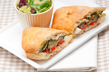 Image showing ciabatta panini sandwichwith vegetable and feta