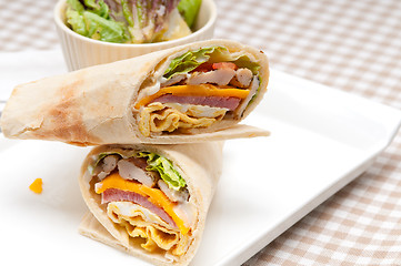 Image showing club sandwich pita bread roll