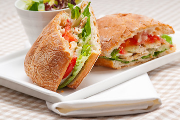 Image showing ciabatta panini sandwich with chicken and tomato