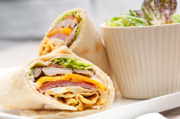 Image showing club sandwich pita bread roll