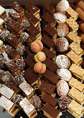 Image showing Colorful desserts and pastry served on a wedding party