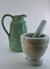 Image showing Pitcher, Mortar and Pestle