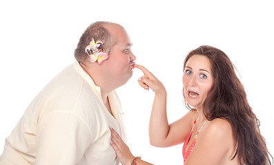 Image showing Young cheerful couple in summer clothes, have fun