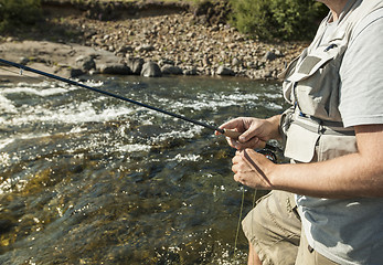 Image showing Flyfisherman close-up