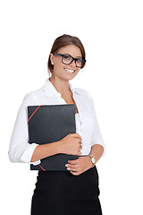 Image showing smiling young successful business woman isolated