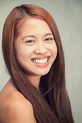 Image showing natural beautiful asian girl smiling portrait