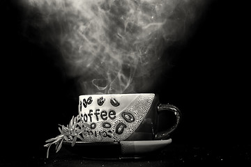 Image showing Steaming hot cup of coffee