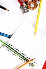 Image showing Color pencil and agenda