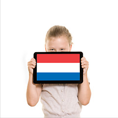 Image showing Girl holding tablet pc
