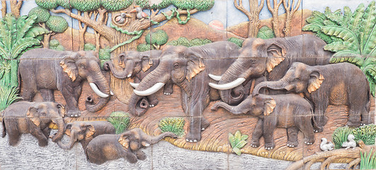 Image showing elephant cement sculpture