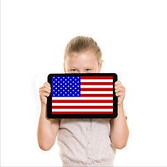 Image showing Girl holding tablet pc