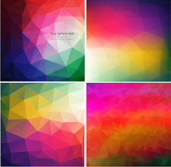 Image showing Set of four colorful abstract geometric background