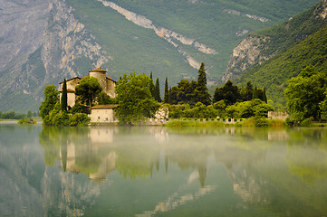 Image showing Medieval Castle on Toblino Lake, Trentino, Italy