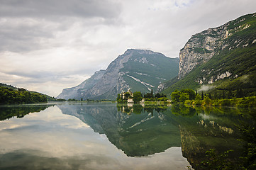 Image showing Medieval Castle on Toblino Lake, Trentino, Italy