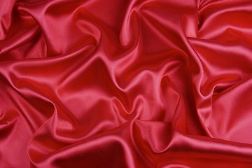 Image showing Red Satin Fabric