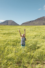 Image showing Young girl praying to god