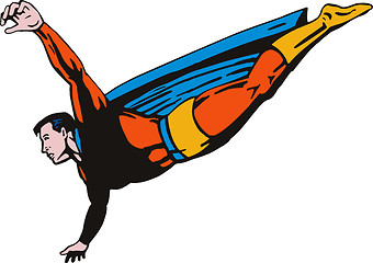Image showing Super Hero Flying Retro