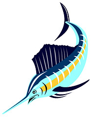 Image showing Sailfish Fish Jumping Retro