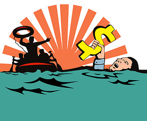 Image showing Man Sinking Dollar Sign