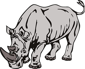 Image showing Rhinoceros Charging Side Retro