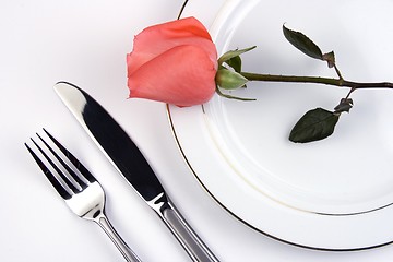Image showing Place Setting With Rose