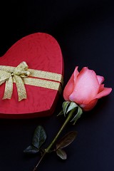 Image showing Pink Rose With Gift Box