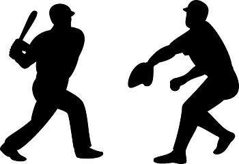 Image showing American Baseball Player Batting Pitching