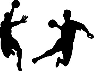 Image showing Handball Player Jumping Retro