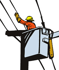 Image showing Power Lineman Cherry Picker