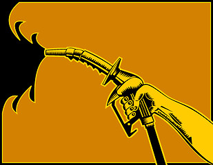 Image showing Hand Holding Gas Fuel Pump Nozzle 