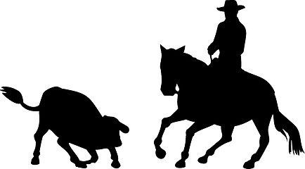 Image showing Rodeo Cowboy Horse Riding Silhouette
