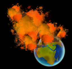 Image showing Globe on Fire