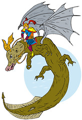 Image showing Super Hero Riding Dragon