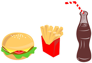 Image showing Food Burger Fries Drink