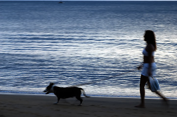 Image showing Walking on the beach