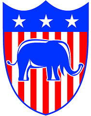 Image showing Republican Elephant Mascot USA Flag