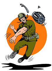 Image showing Soldier Throwing Grenade