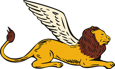 Image showing Griffin Lion Sitting Side View