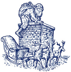 Image showing Santa Claus Over Chimney