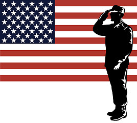 Image showing American Solder Serviceman Saluting