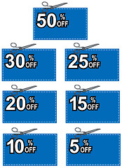 Image showing Scissors Cutting Coupon Per Cent Sign