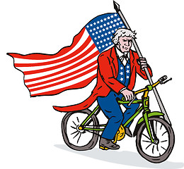 Image showing Uncle Sam Riding Bike
