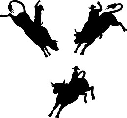 Image showing Rodeo Cowboy Bull Riding Retro