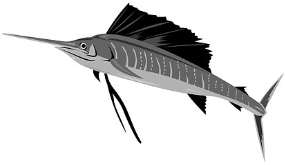 Image showing Sailfish Fish Jumping Retro