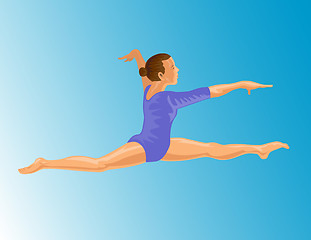 Image showing Gymnast Jumping Split