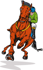 Image showing Horse and Jockey Racing Retro