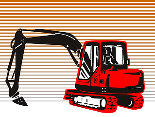 Image showing Mechanical Digger Excavator Retro